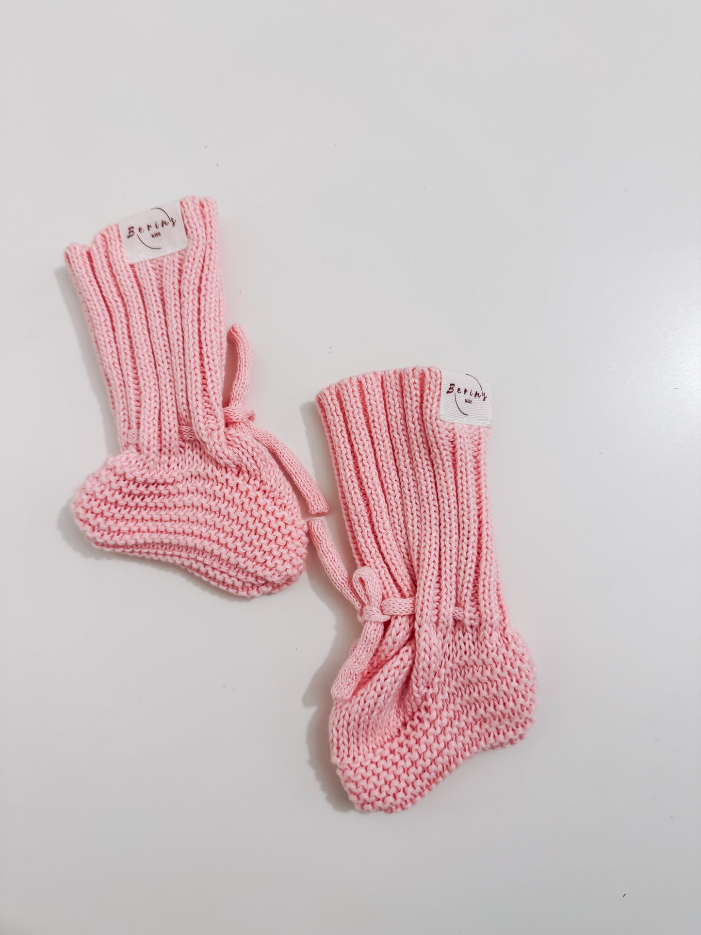Newborn Baby Luxurious Knit Hat and Booties Set | Pink, White, Sage, Beige Socks, Pom Pom Beanie Hat