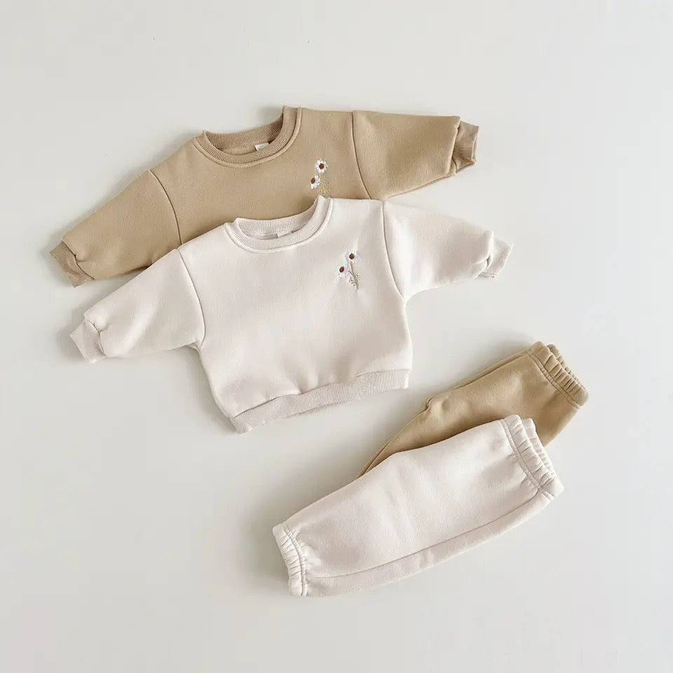 Baby/Kids LIGHT KHAKI Tracksuit Set (2 piece) with a pair of KHAKI Socks