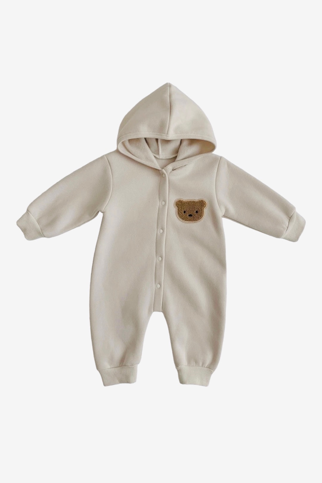 Baby/Toddler Autumn-Winter Personalised Teddy Bear Bodysuit (BEIGE) Jumpsuit Hoodies | Boy Girl Romper