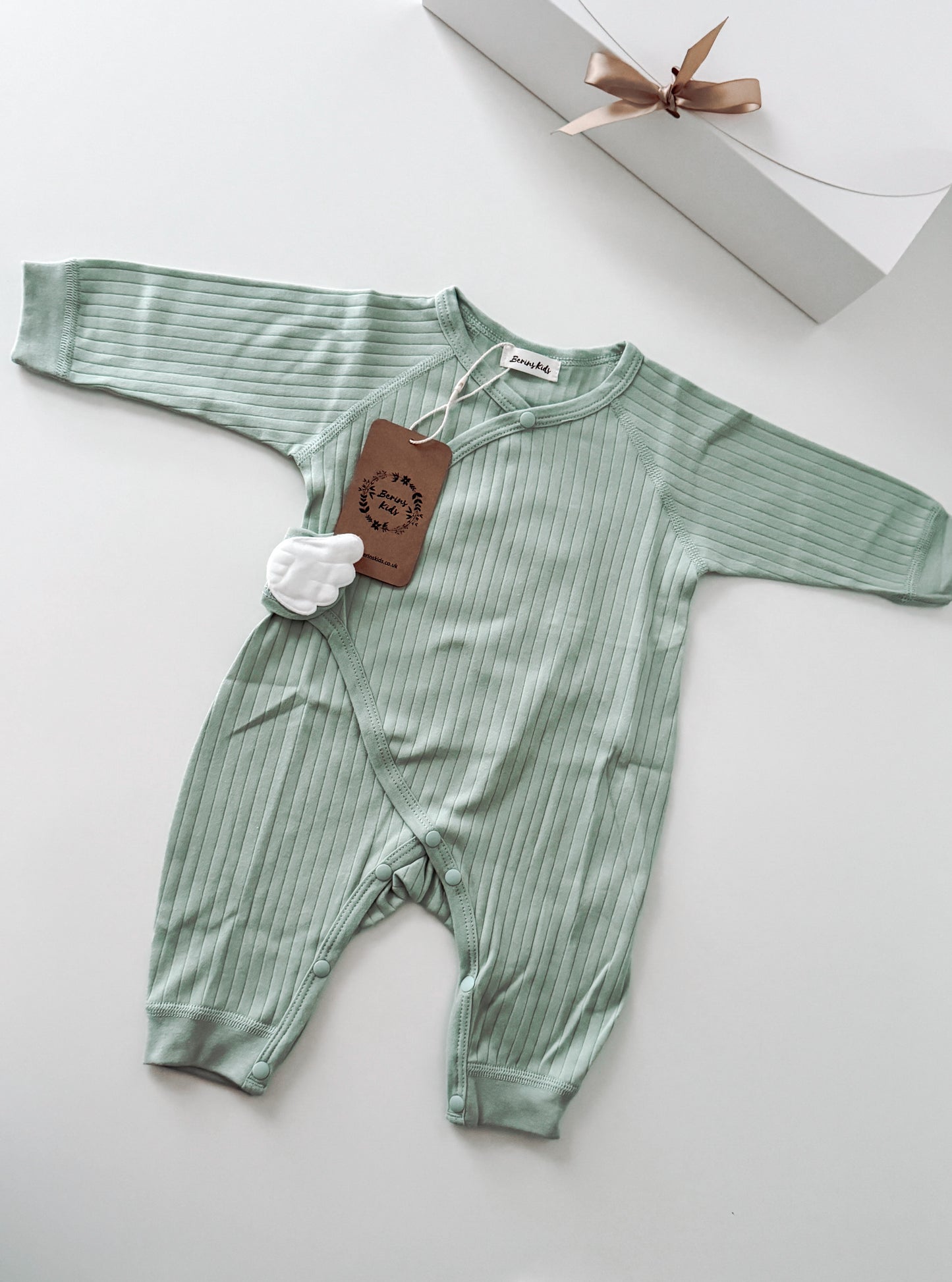 Baby Angel Wing Romper(Mint Green)- Personalised Bodysuit for Newborn Boy Girl