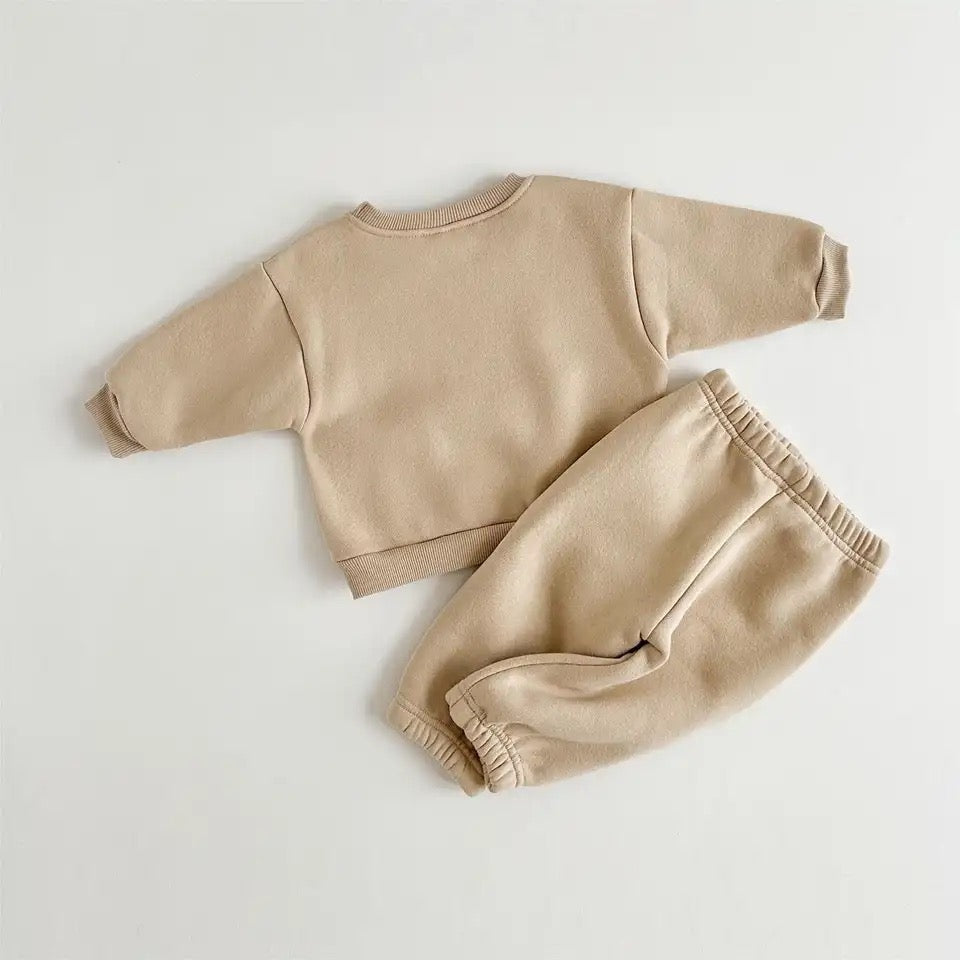 Baby/Kids LIGHT KHAKI Tracksuit Set (2 piece) with a pair of KHAKI Socks