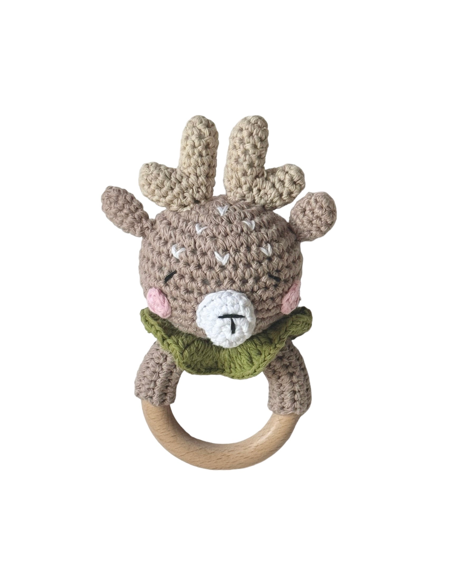 Handmade Deer Baby Rattle, Crochet toys for baby/toddler – Berins Kids