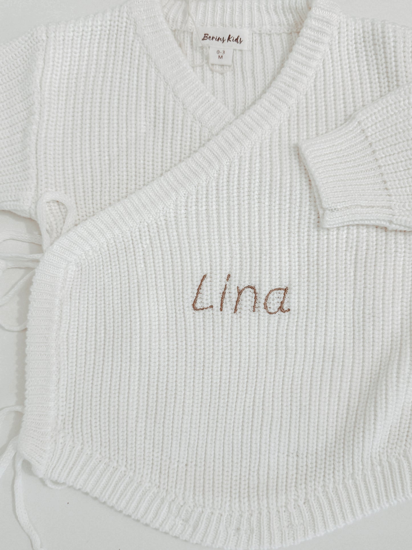 EMBROIDERED-PERSONALISED Newborn Baby Knit Cotton Rompers | Luxury Baby Cardigan | White Soft Cotton Romper