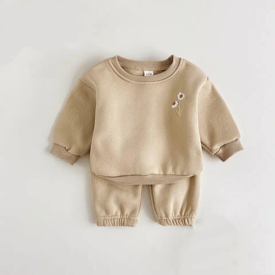 Baby/Kids LIGHT KHAKI Tracksuit Set (2 piece) with a pair of KHAKI Socks