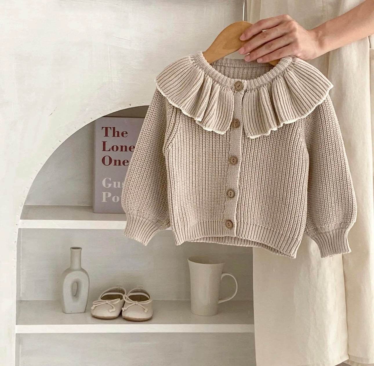Baby/Toddler BEIGE Knit Cotton Cardigan for Girls