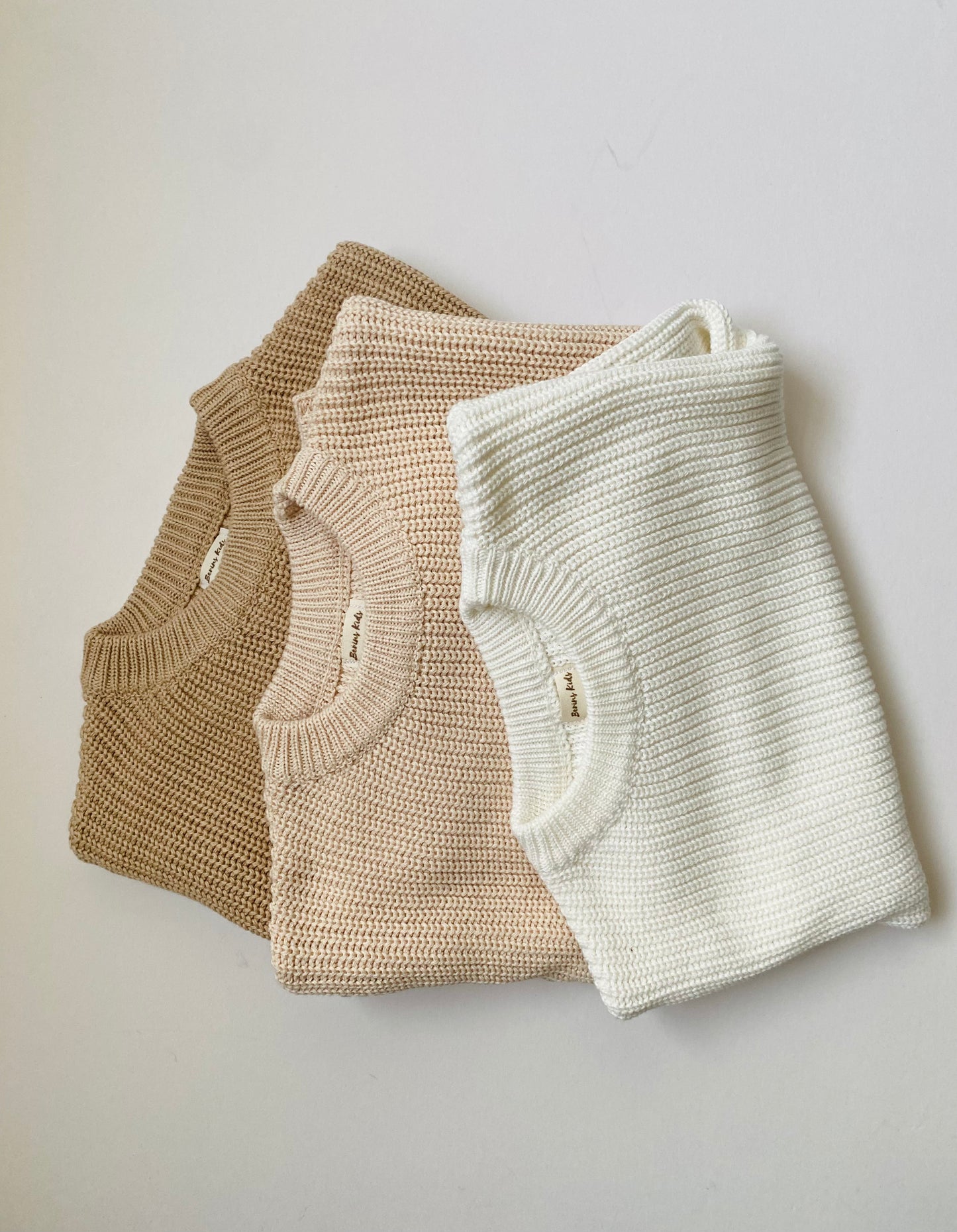 Baby/Toddler WHITE Oversized Cotton Knit Sweater for Boys and Girls Personalised Jumpers