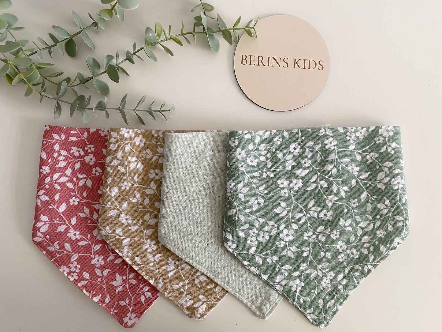 Baby/Toddler Bibs for Girls Boys | Set of 4 Cotton Muslin Soft Absorbent Bibs