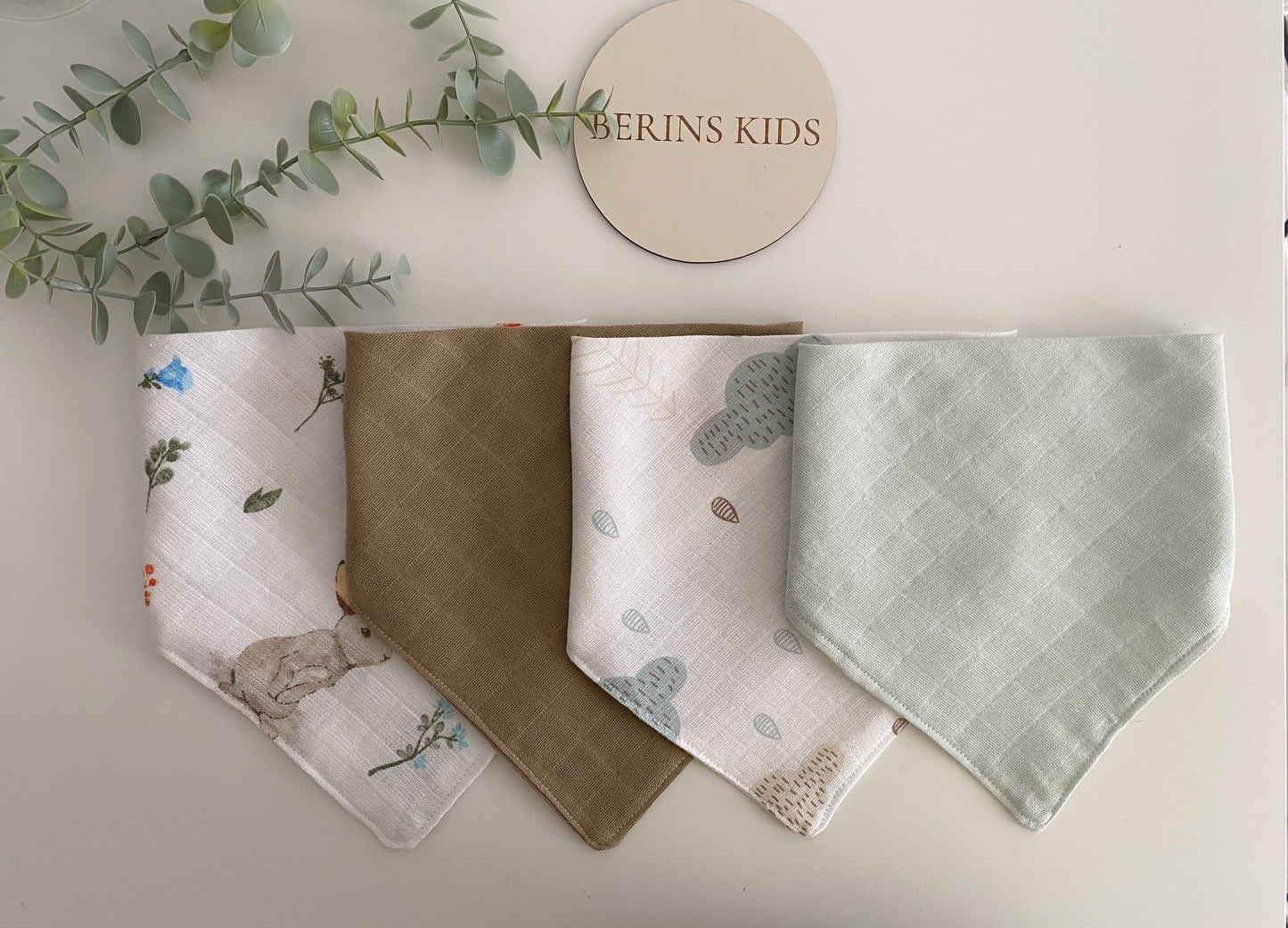 Baby/Toddler Bibs for Girls Boys | Set of 4 Cotton Muslin Soft Absorbent Bibs