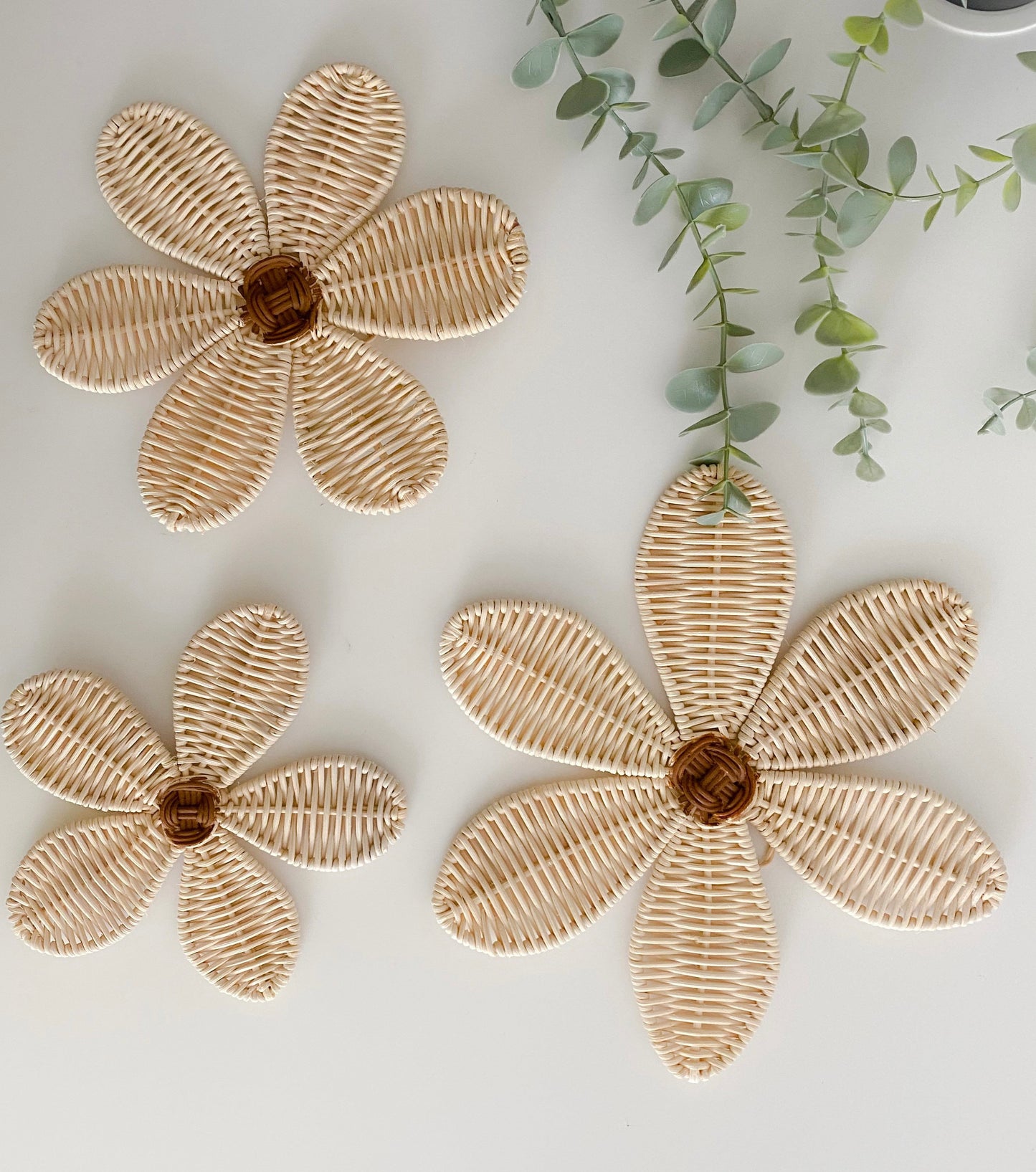 Handmade Rattan Flower Wall Hanging | Boho Nursery Wall Decor |
