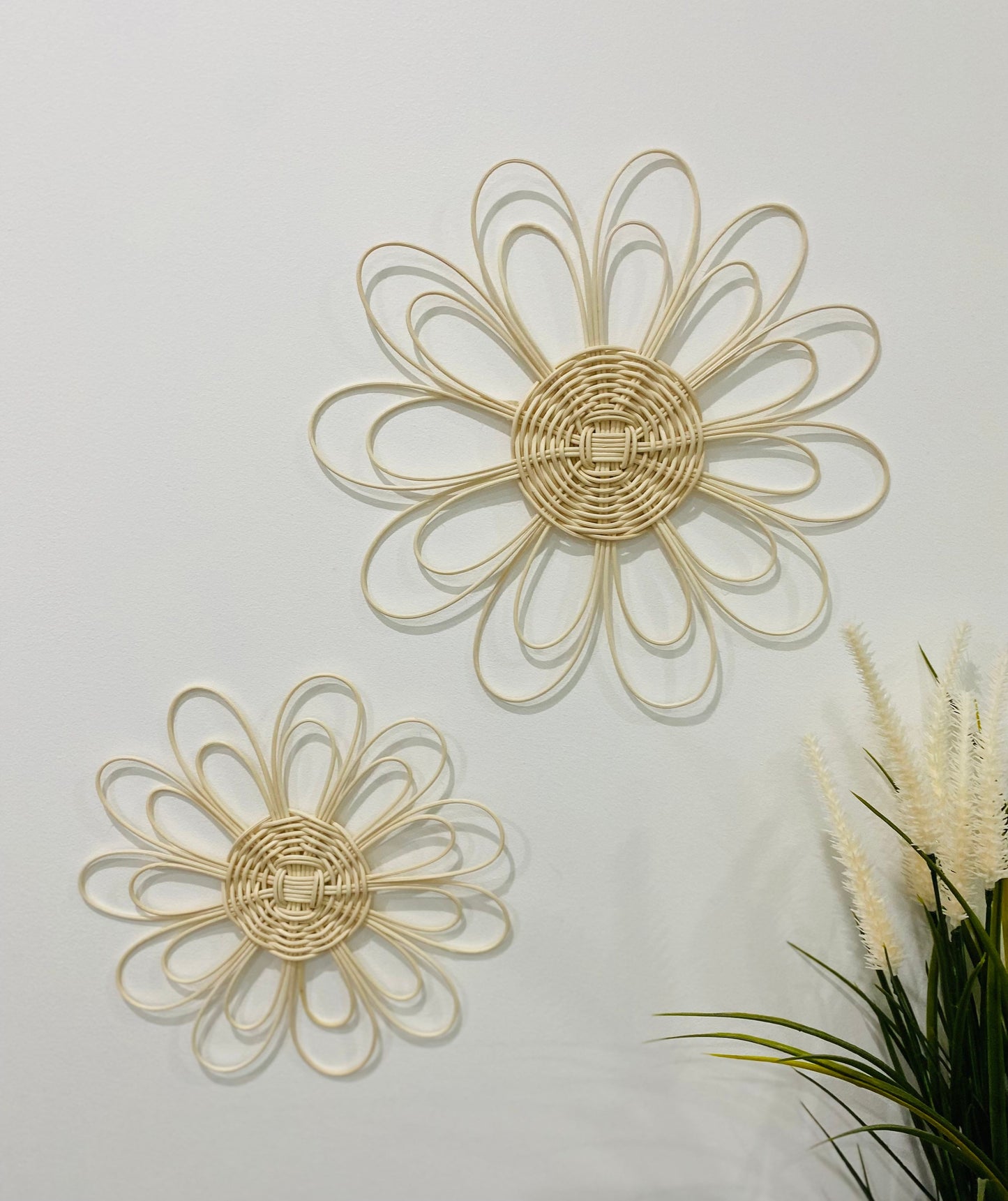 Handmade Rattan Flower Wall Hanging | Nursery Wall Decor