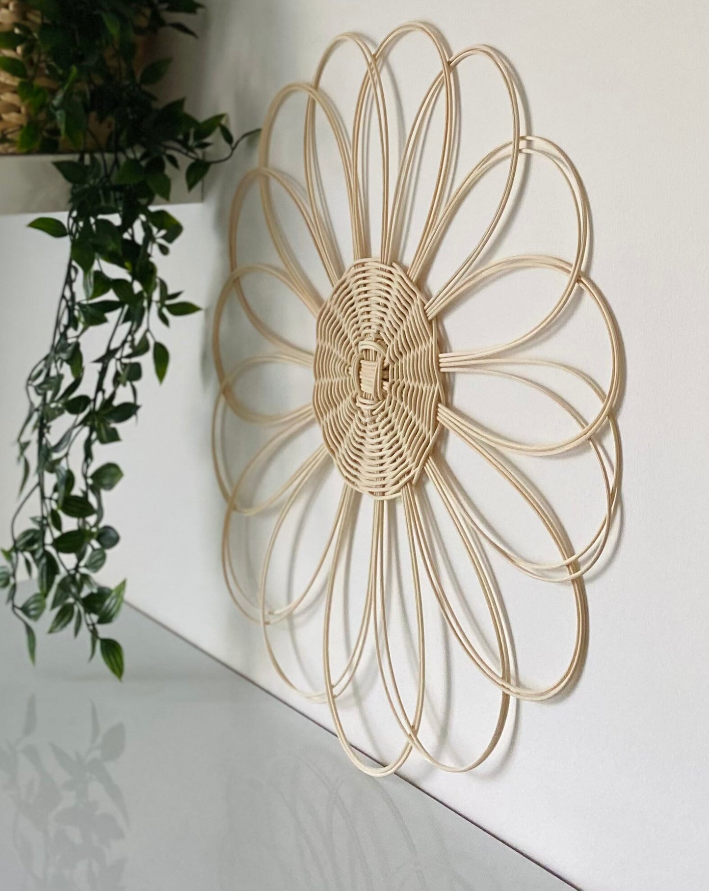 Handmade 3X Rattan Flower Wall Hanging | Boho Style Wall Decor