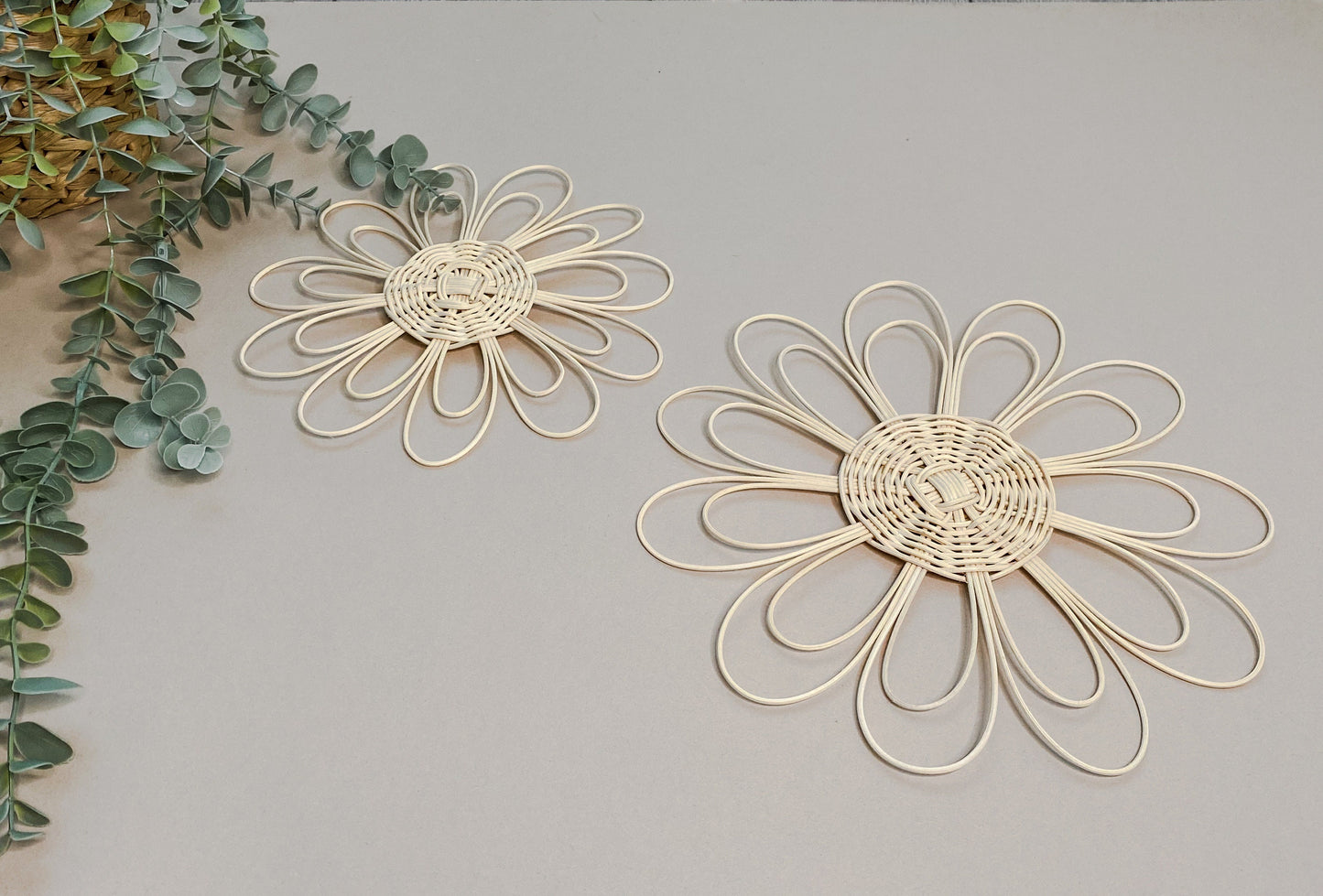 Handmade Rattan Flower Wall Hanging | Nursery Wall Decor