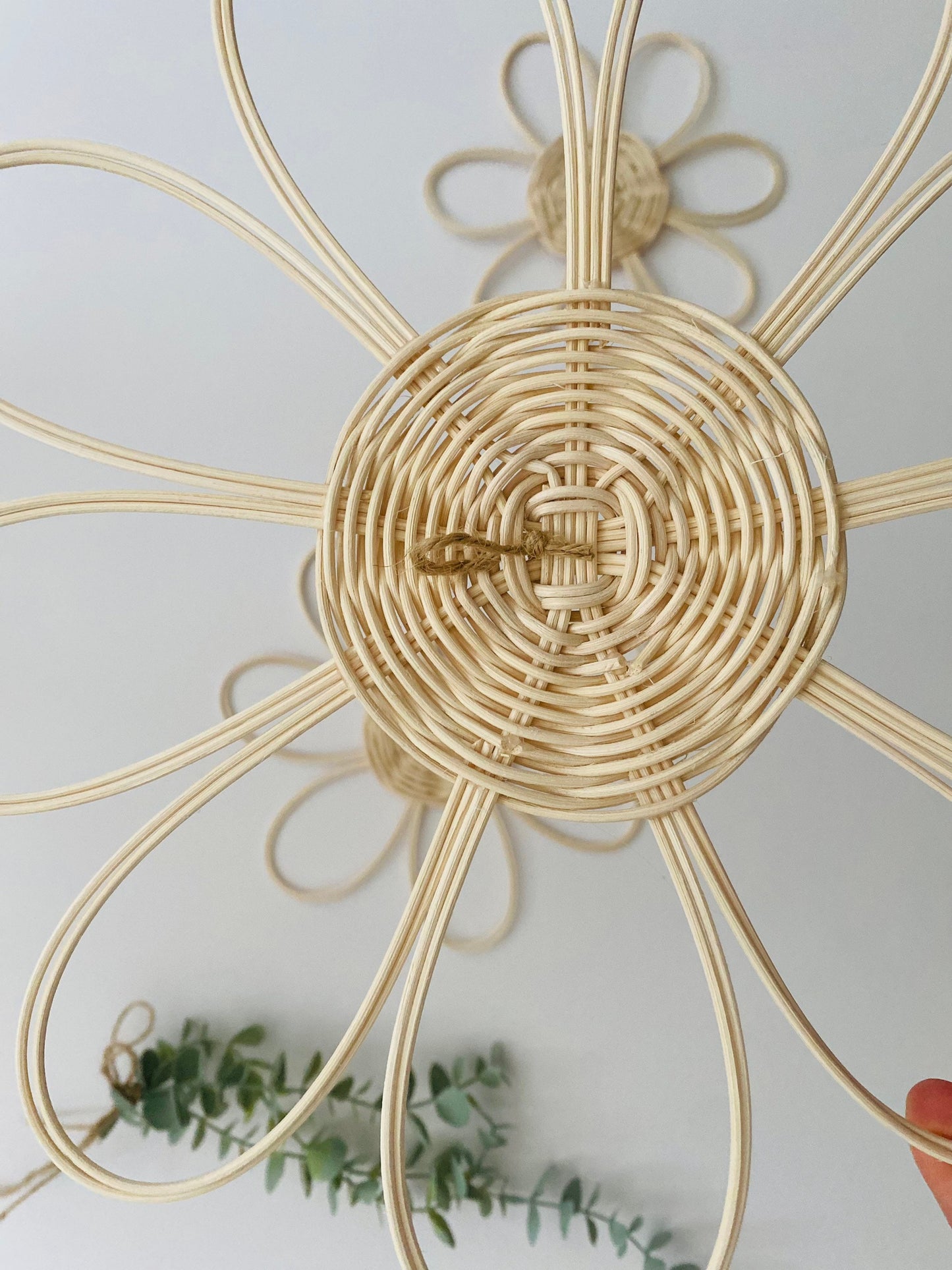 Handmade Set of 3 Rattan Flower Wall Hanging | Bohemians style Nursery Wall Decor