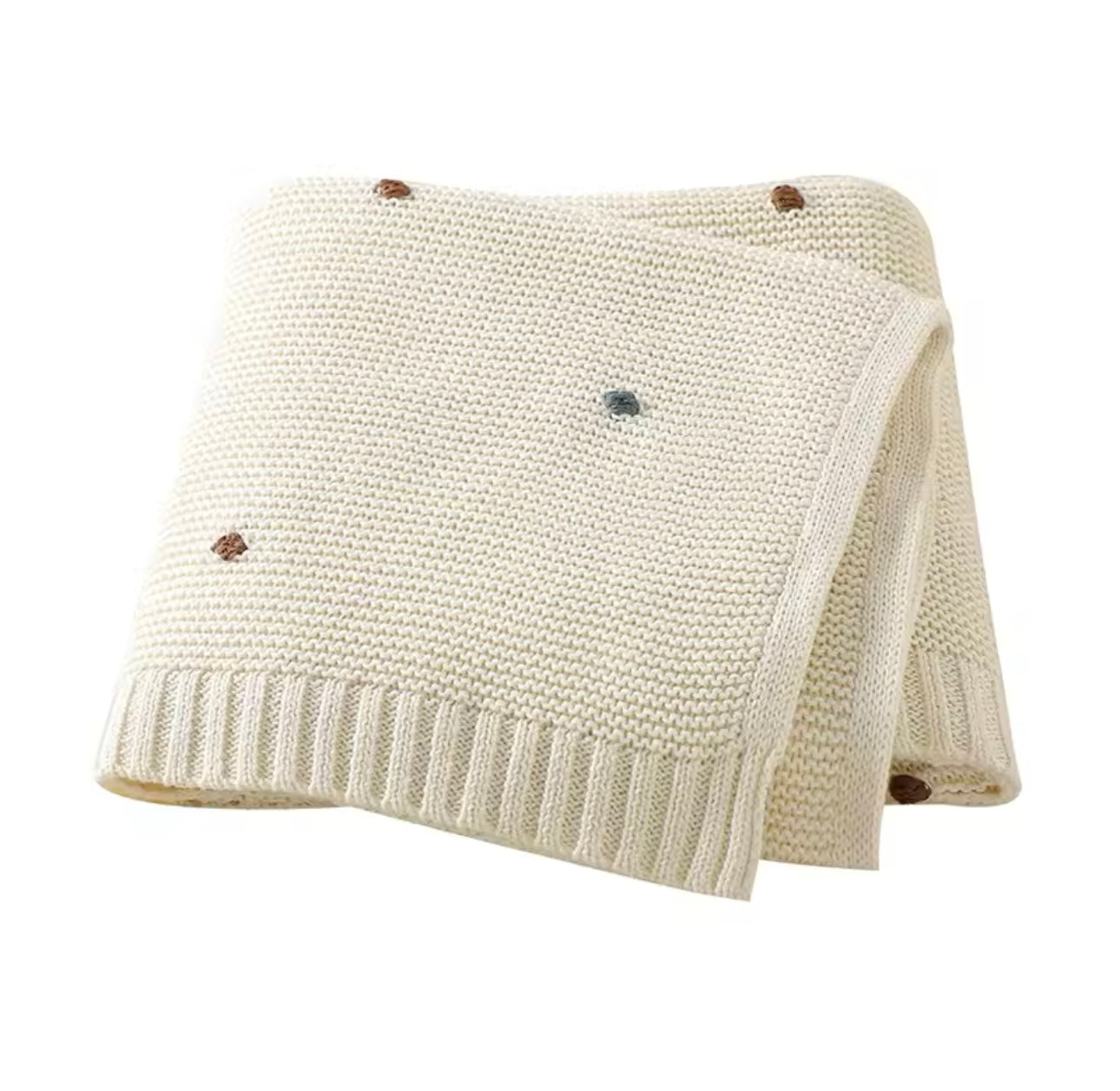 Cotton Knit CREAM Baby Blanket 90x70cm | Personalised Blanket