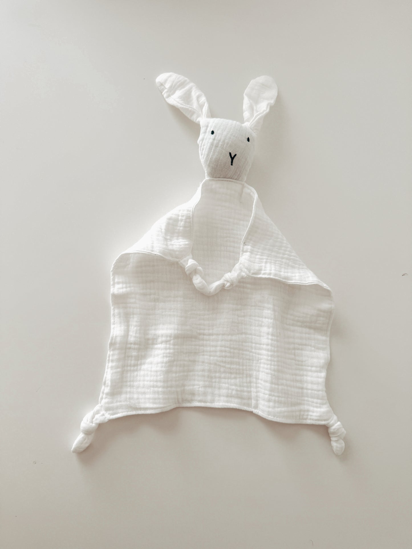 Baby Muslin White Bunny Comforter/ Personalised Washcloth