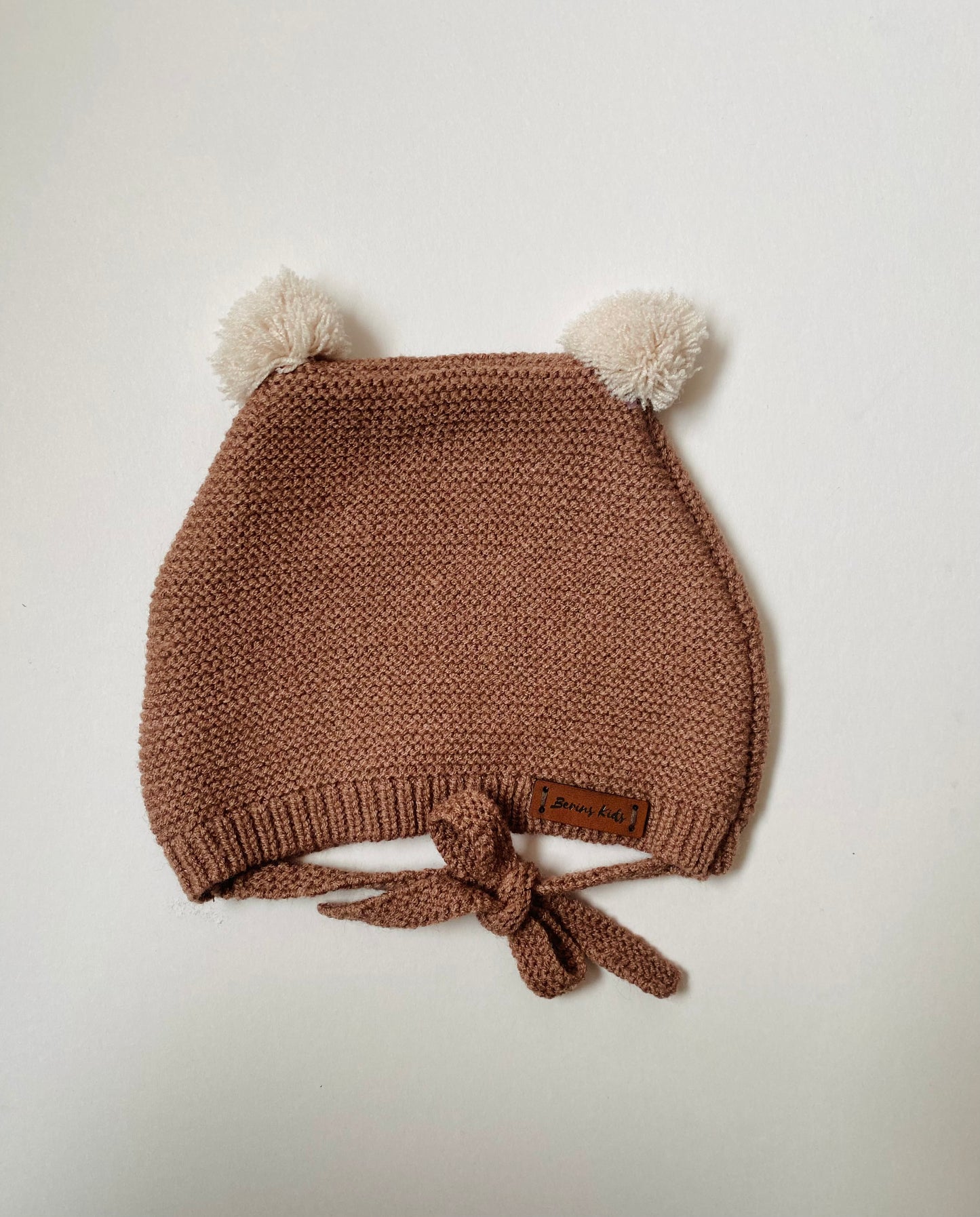 Baby/Toddler Knit Bear Hat (BROWN) | Autumn-Winter Bear Pom Pom Hats for Boys Girls