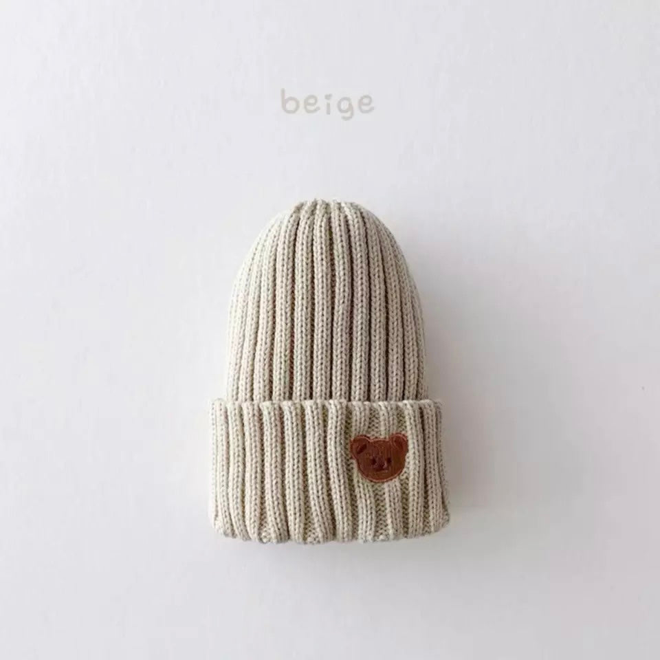 Baby/Kids BEIGE Knit Bear Hat | Autumn-Winter Hat for Boys/Girls