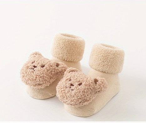 Teddy Bear Sock Booties- Beige Colour