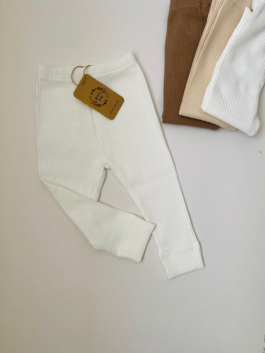 Baby/Toddler WHITE Cotton Ribbed Leggings for Boys and Girls