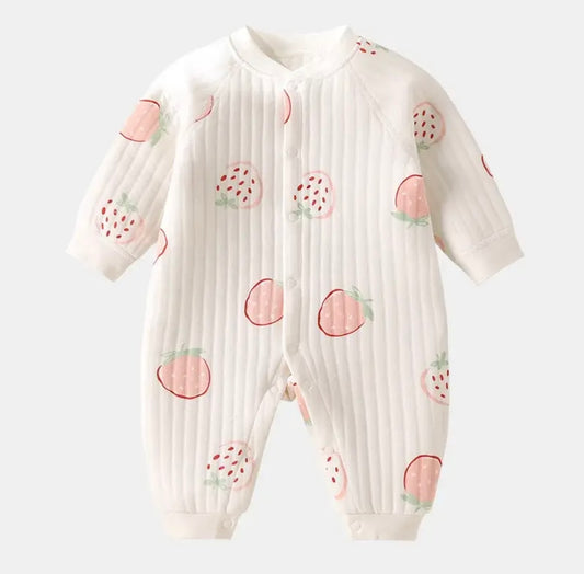 Baby Autumn/Winter  Pink Strawberry Romper - Bodysuit for Baby Girls