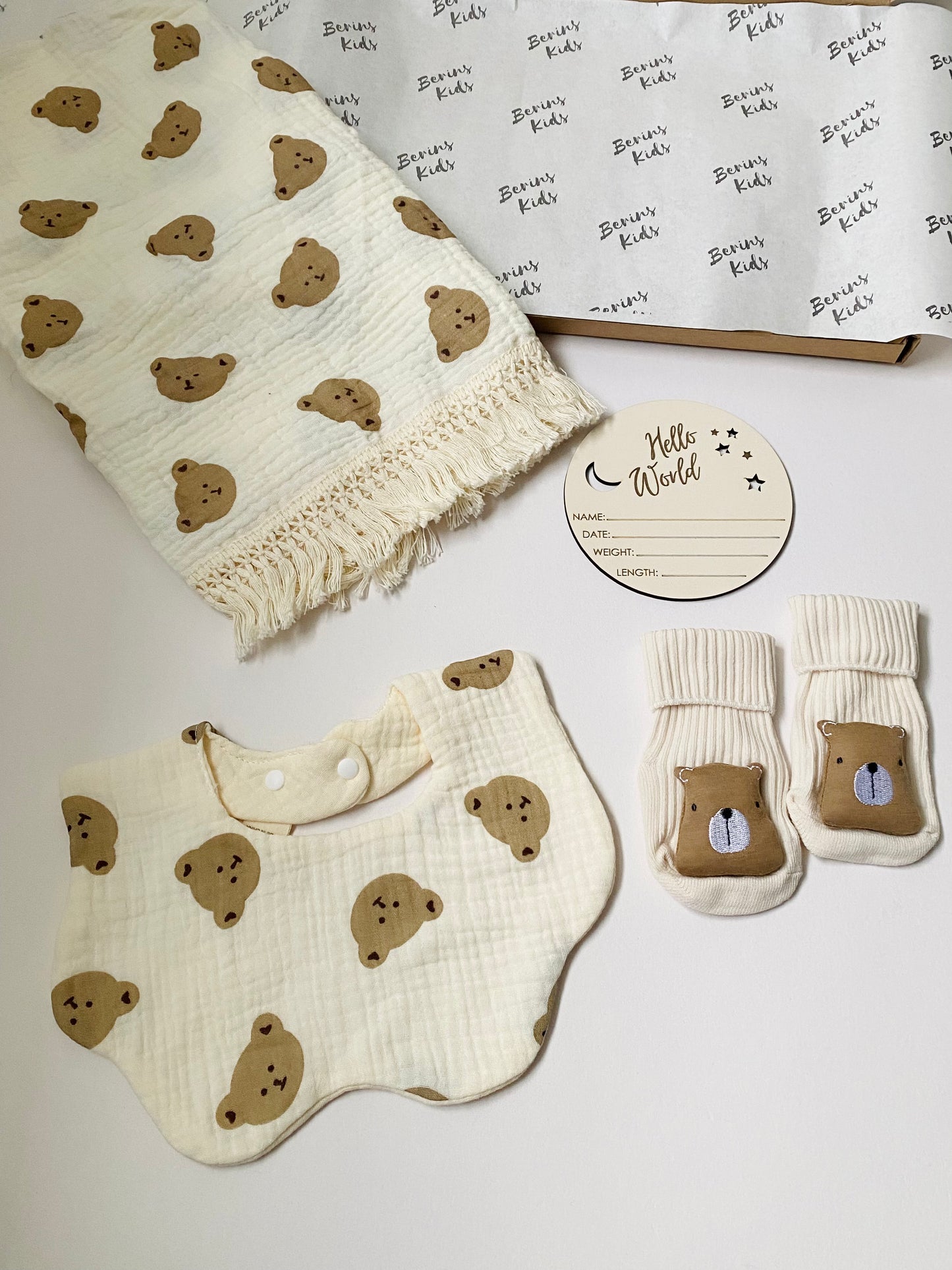 Cute Teddy Bear Socks - Beige Colour