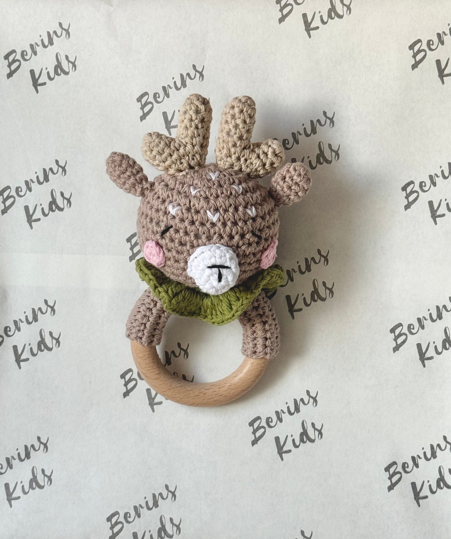 Handmade Deer Baby Rattle, Crochet toys for baby/toddler