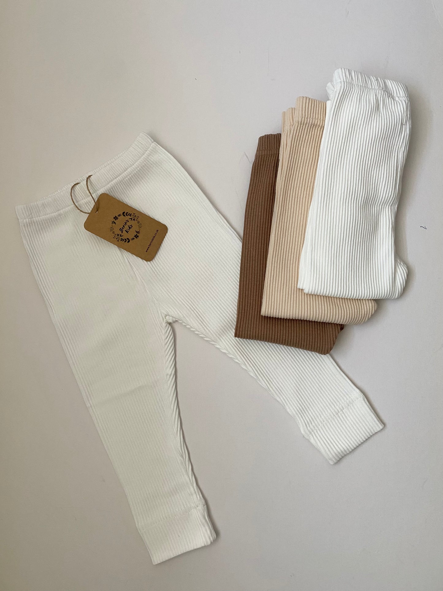 Baby/Toddler WHITE Cotton Ribbed Leggings for Boys and Girls