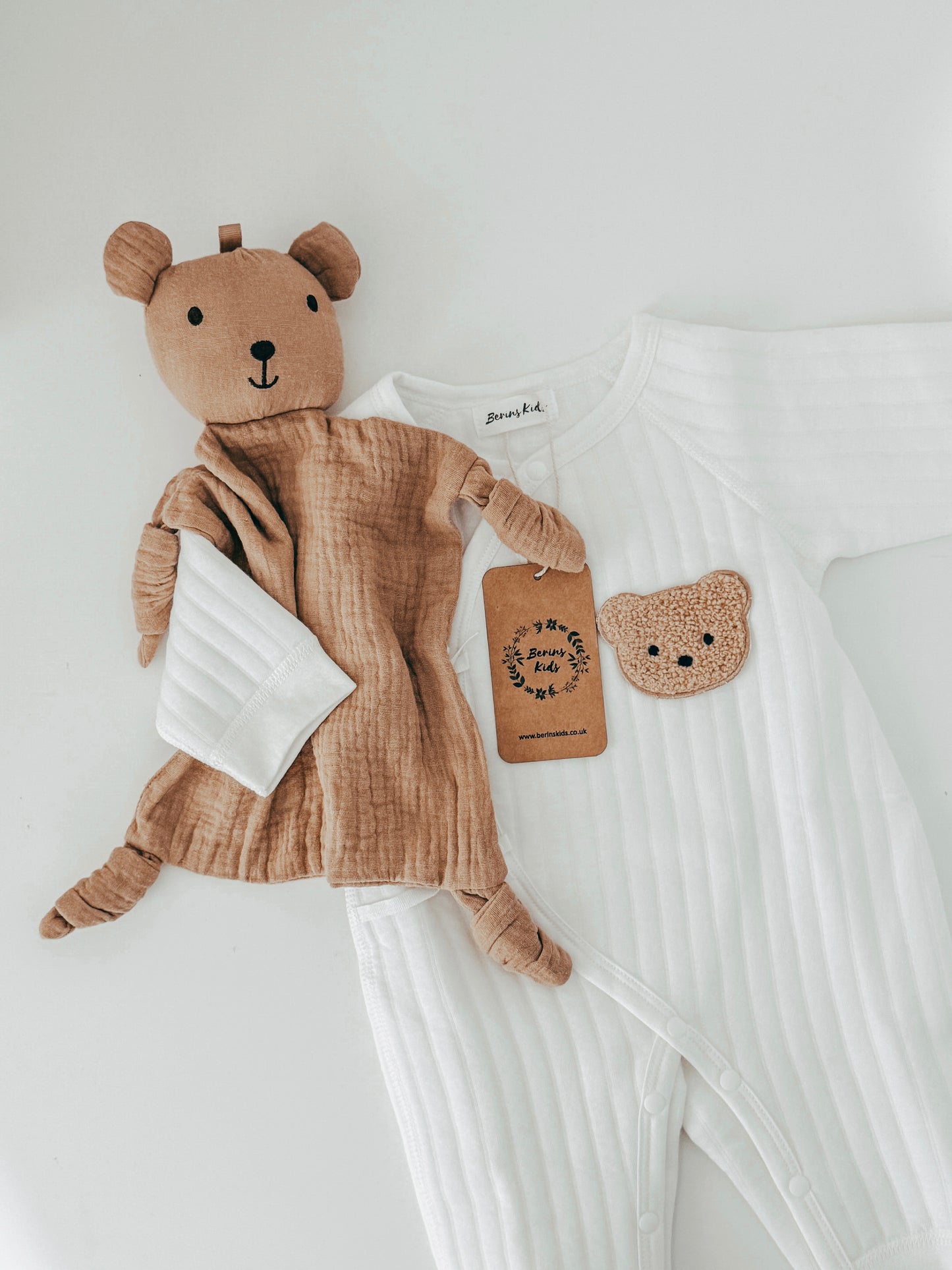 Baby Muslin Khaki Bear Comforter/ Washcloth