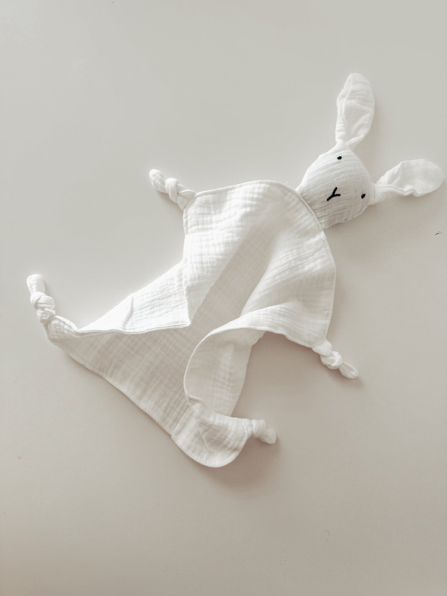 Baby Muslin White Bunny Comforter/ Personalised Washcloth