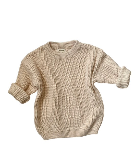 Baby/Toddler CREAM Oversized Cotton Knit Sweater for Boys and Girls | Personalised Jumper