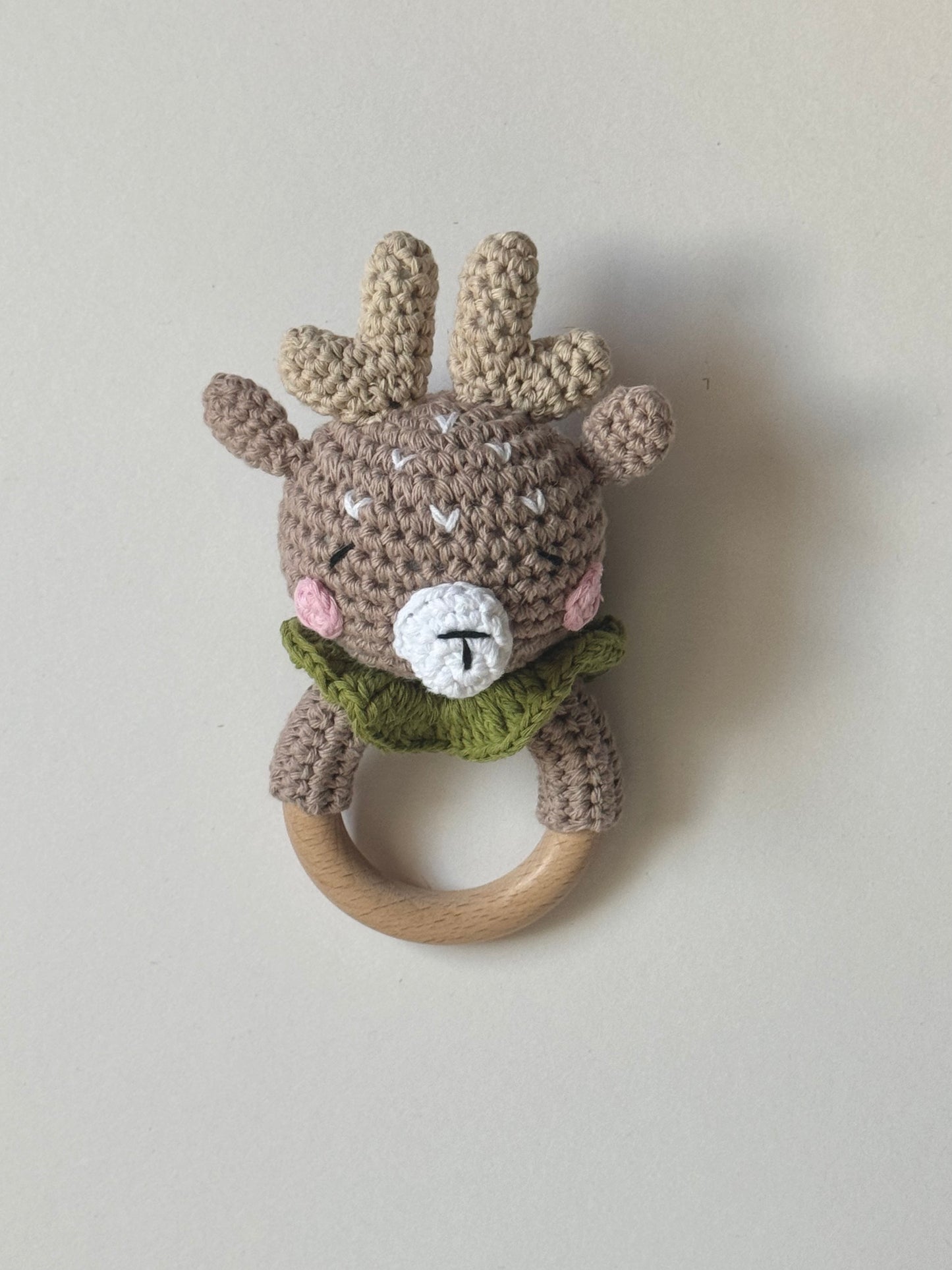 Handmade Deer Baby Rattle, Crochet toys for baby/toddler