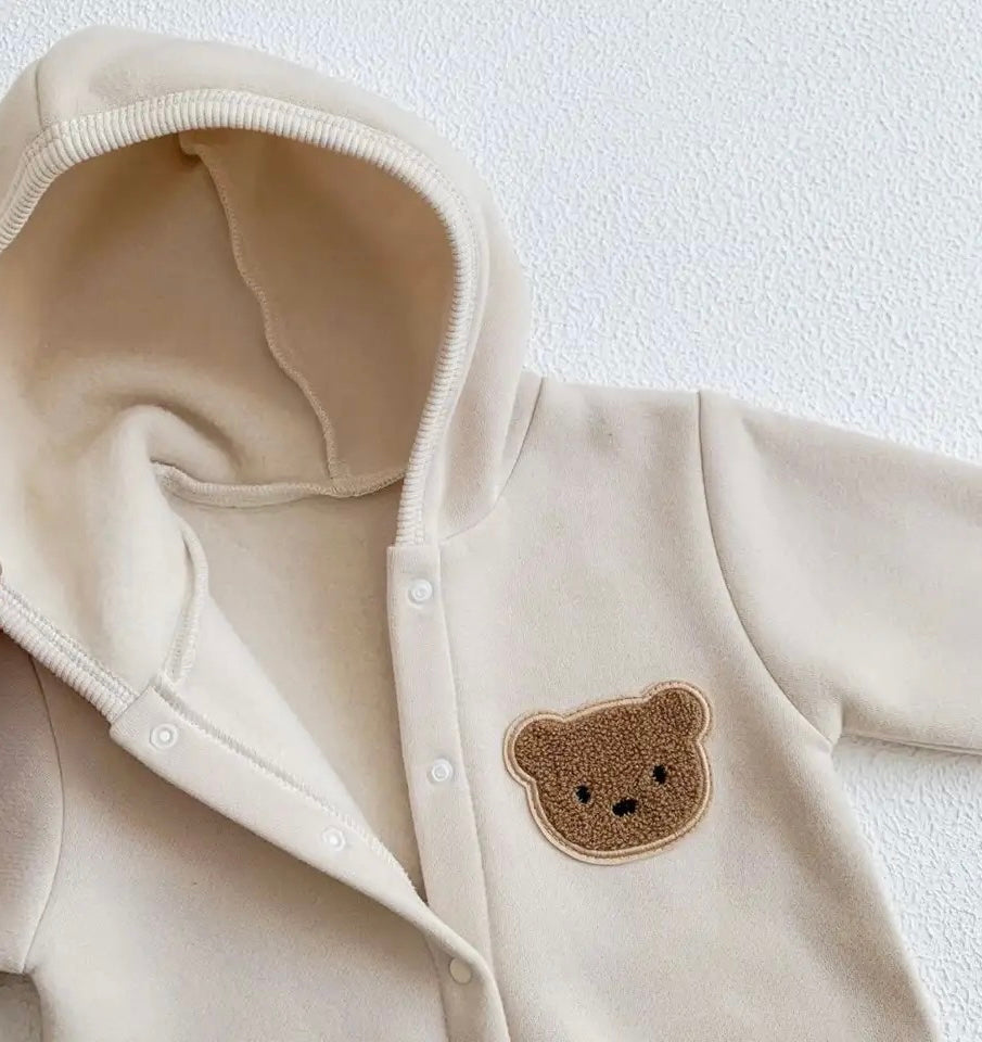 Baby/Toddler Autumn-Winter Personalised Teddy Bear Bodysuit (BEIGE) Jumpsuit  Hoodies | Boy Girl Romper