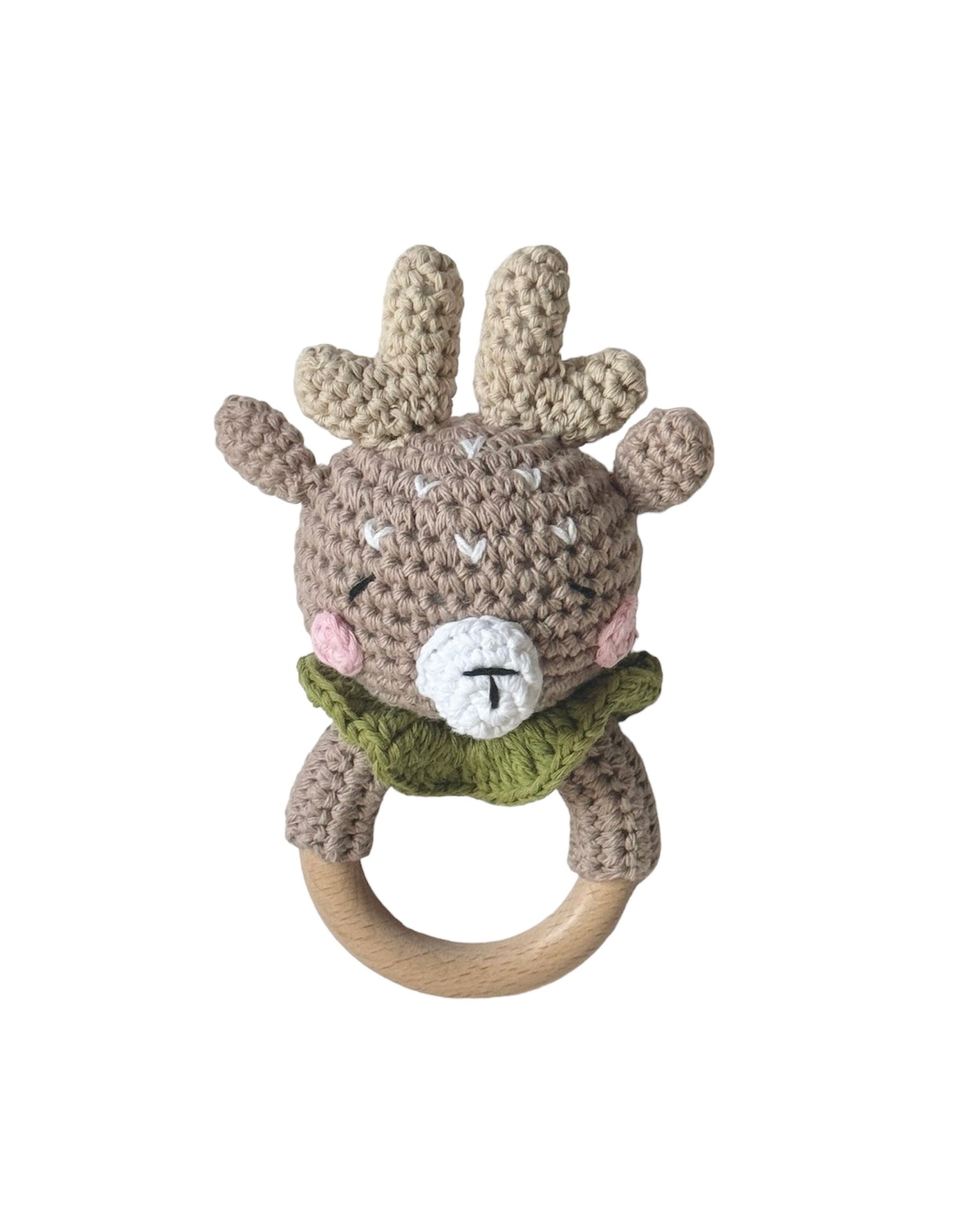 Handmade Deer Baby Rattle, Crochet toys for baby/toddler