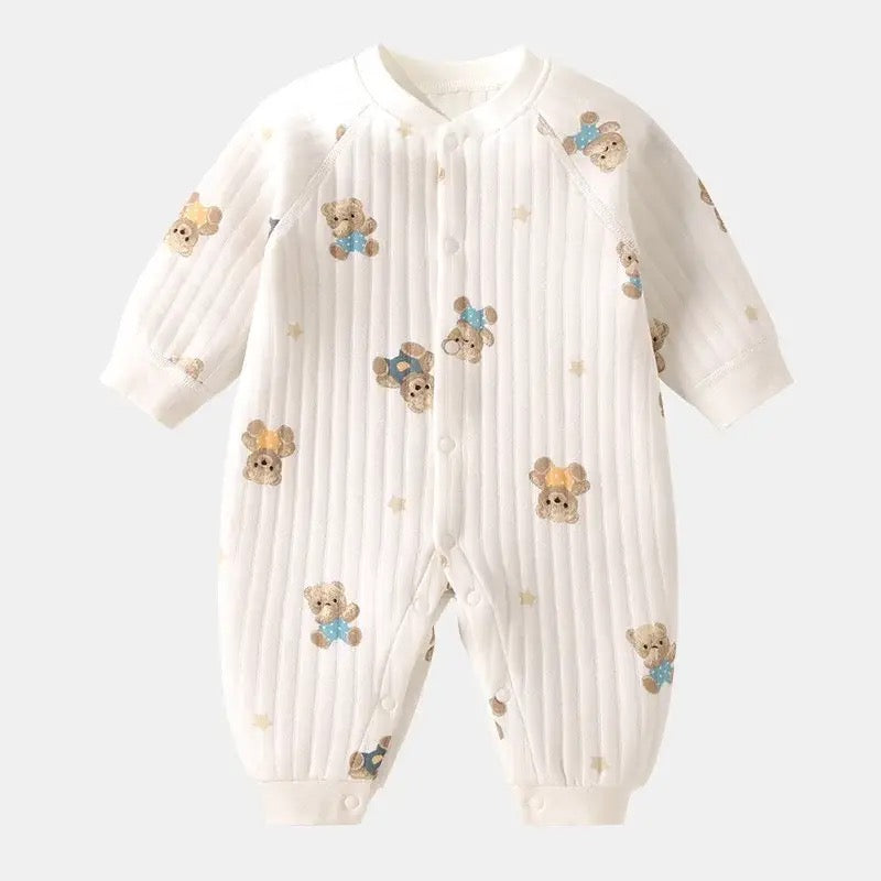 Baby Autumn/Winter Multi Colour Teddy Bear Romper - Personalised Bodysuit for Newborn Boys&Girls