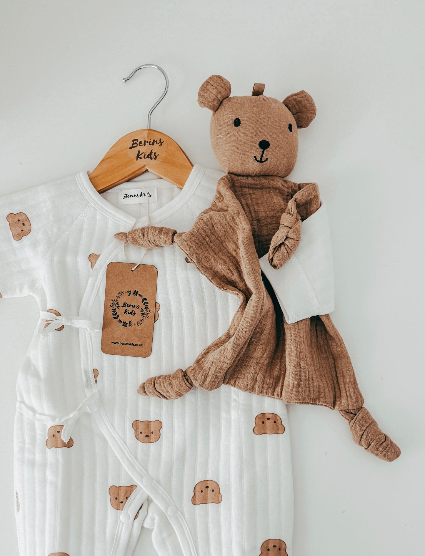 Baby Muslin Khaki Bear Comforter/ Washcloth