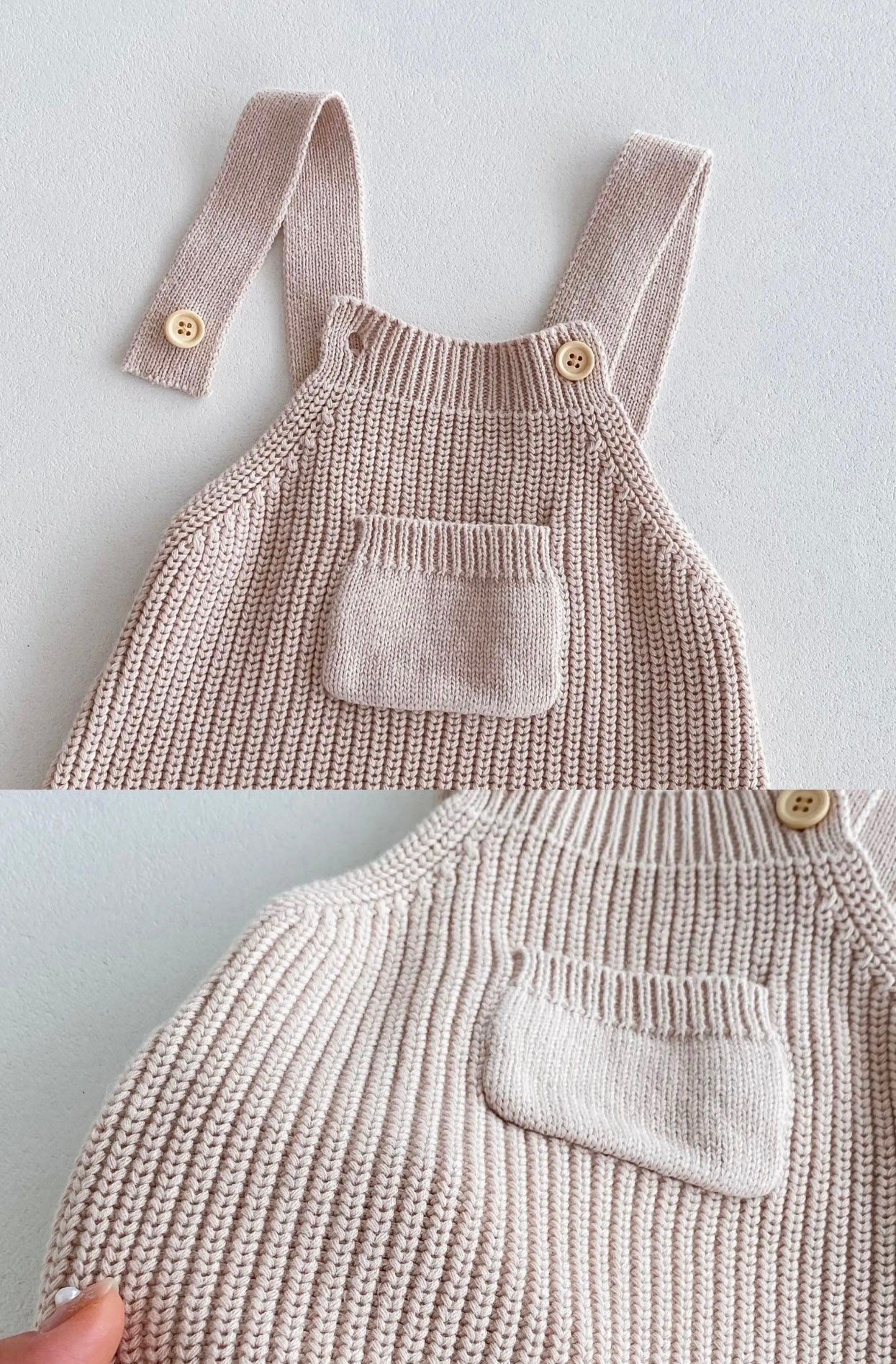 Beige Baby/Toddler Cotton Knitted Dungarees