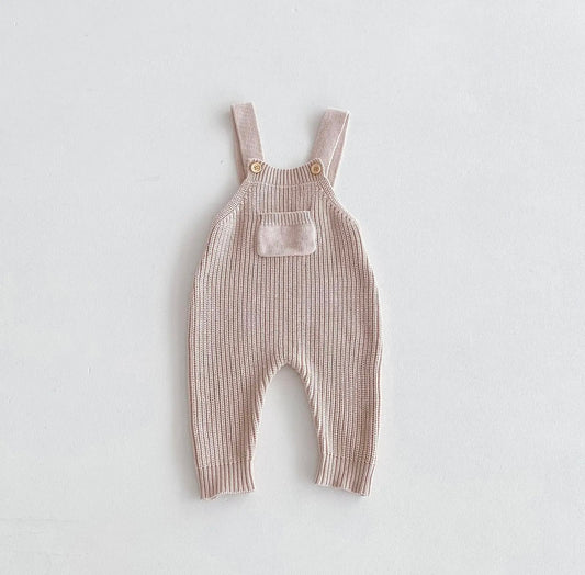 Beige Baby/Toddler Cotton Knitted Dungarees