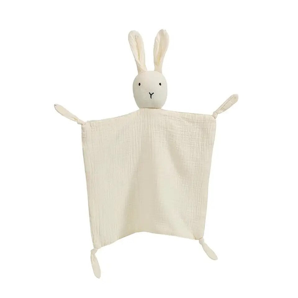 Baby Muslin White Bunny Comforter/ Personalised Washcloth