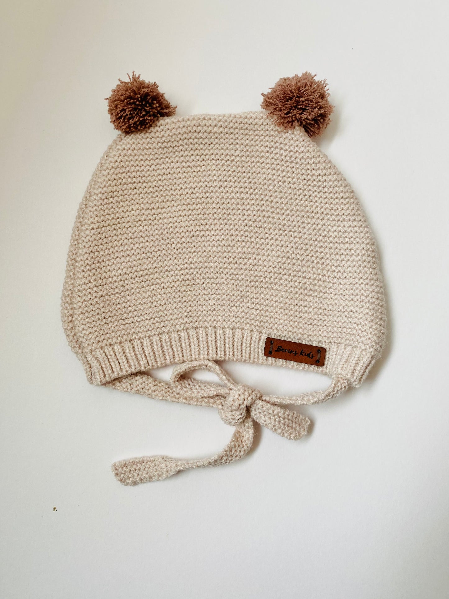 Baby/Toddler Knit Bear Hat (BEIGE) | Autumn-Winter Bear Pom Pom Hats for Boys Girls