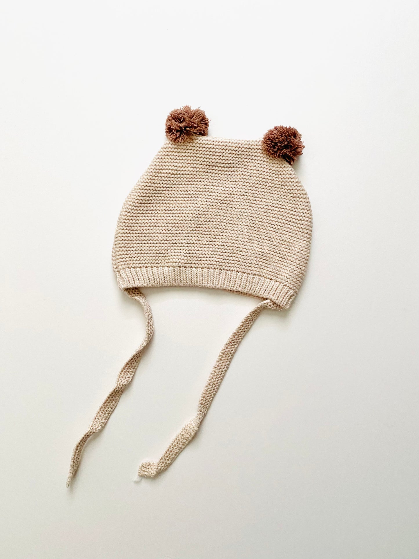 Baby/Toddler Knit Bear Hat (BEIGE) | Autumn-Winter Bear Pom Pom Hats for Boys Girls