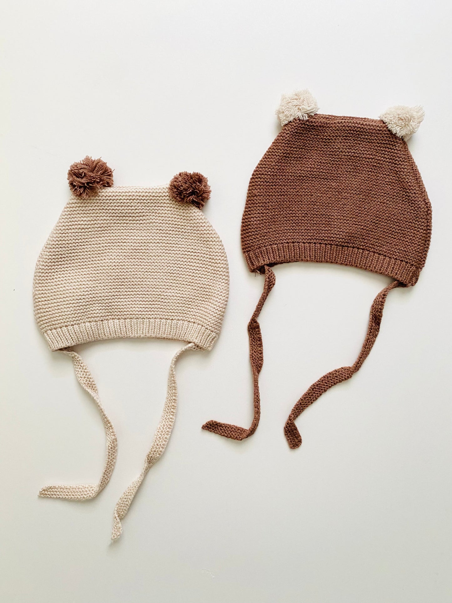 Baby/Toddler Knit Bear Hat (BEIGE) | Autumn-Winter Bear Pom Pom Hats for Boys Girls