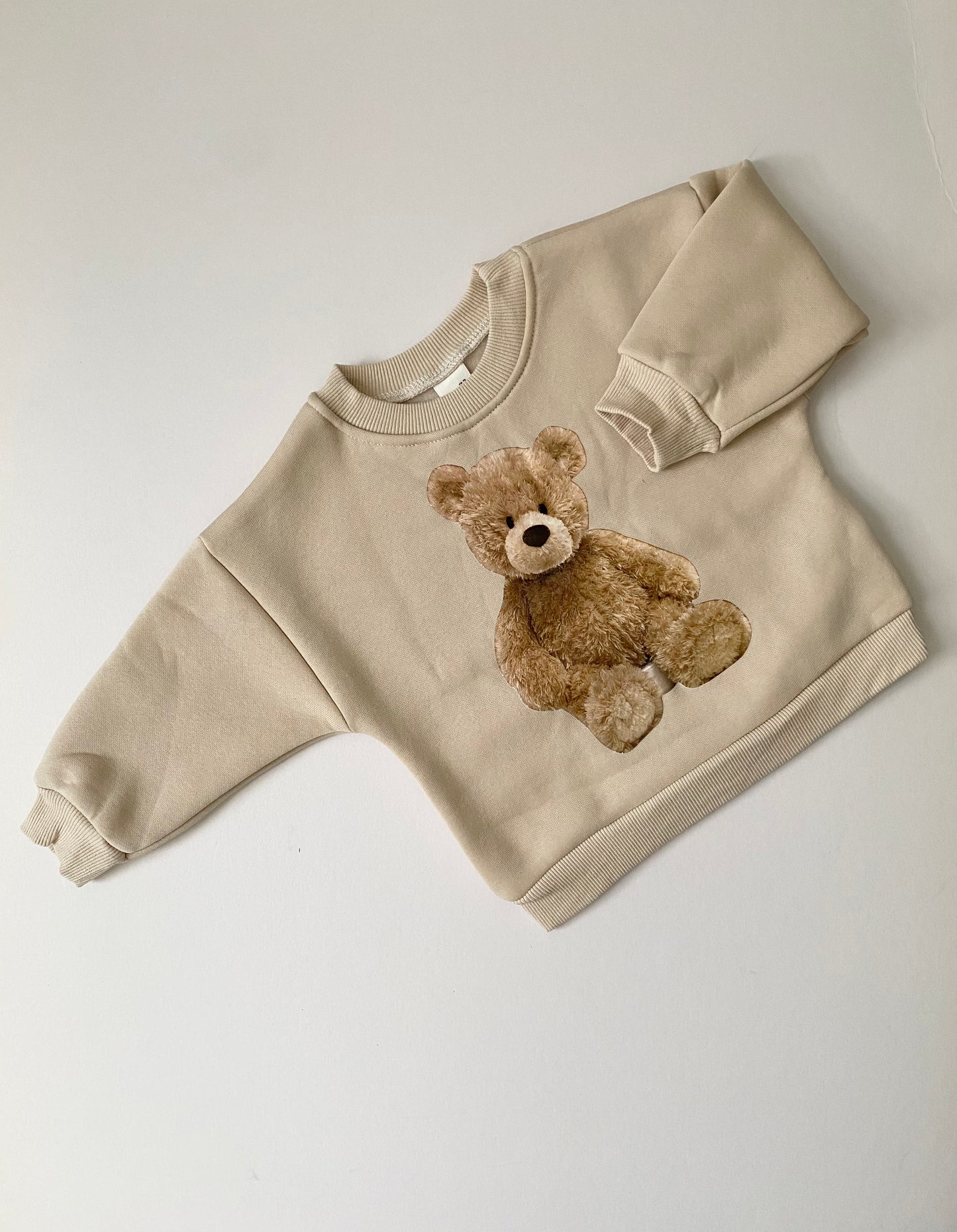 Baby/Toddler BEIGE Teddy Bear Sweatshirt for Boys and Girls