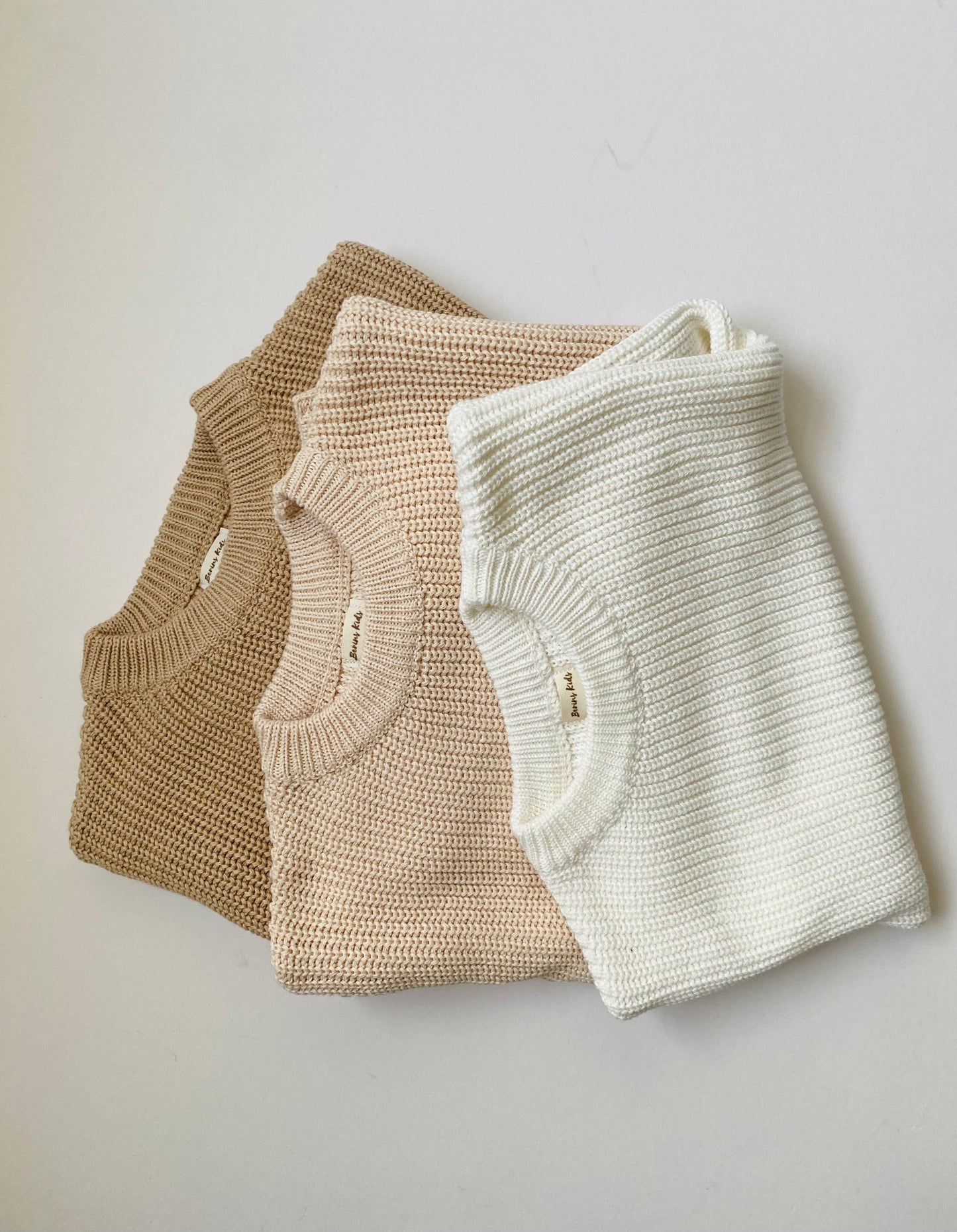Baby/Toddler LIGHT KHAKI Oversized Cotton Knit Sweater for Boys and Girls| Personalised Jumper