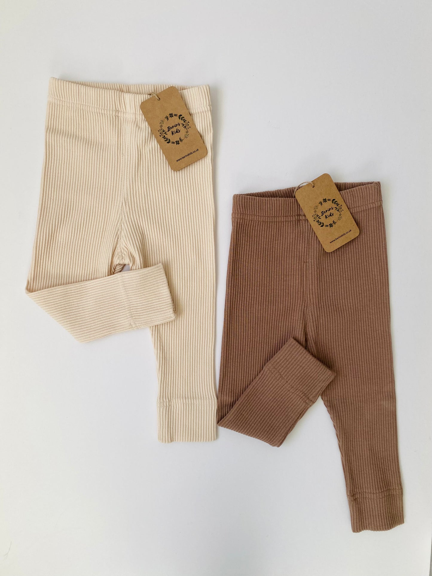 Baby/Toddler CREAM Cotton Ribbed Leggings for Boys and Girls