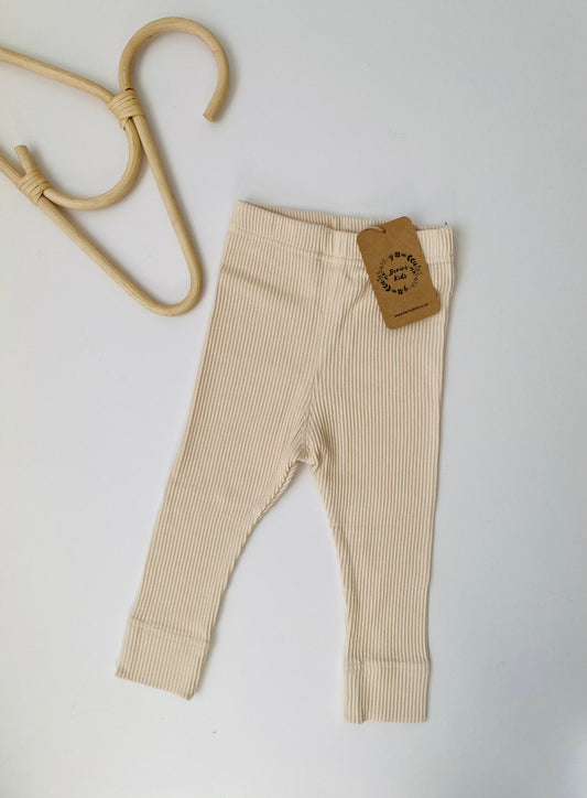 Baby/Toddler CREAM Cotton Ribbed Leggings for Boys and Girls