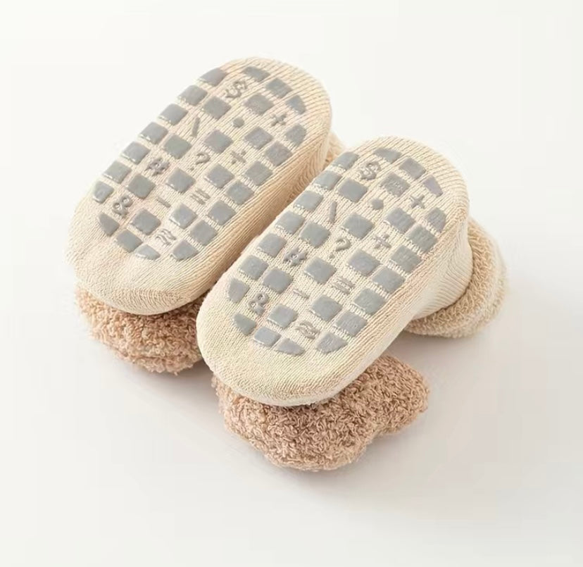 Teddy Bear Sock Booties- Beige Colour