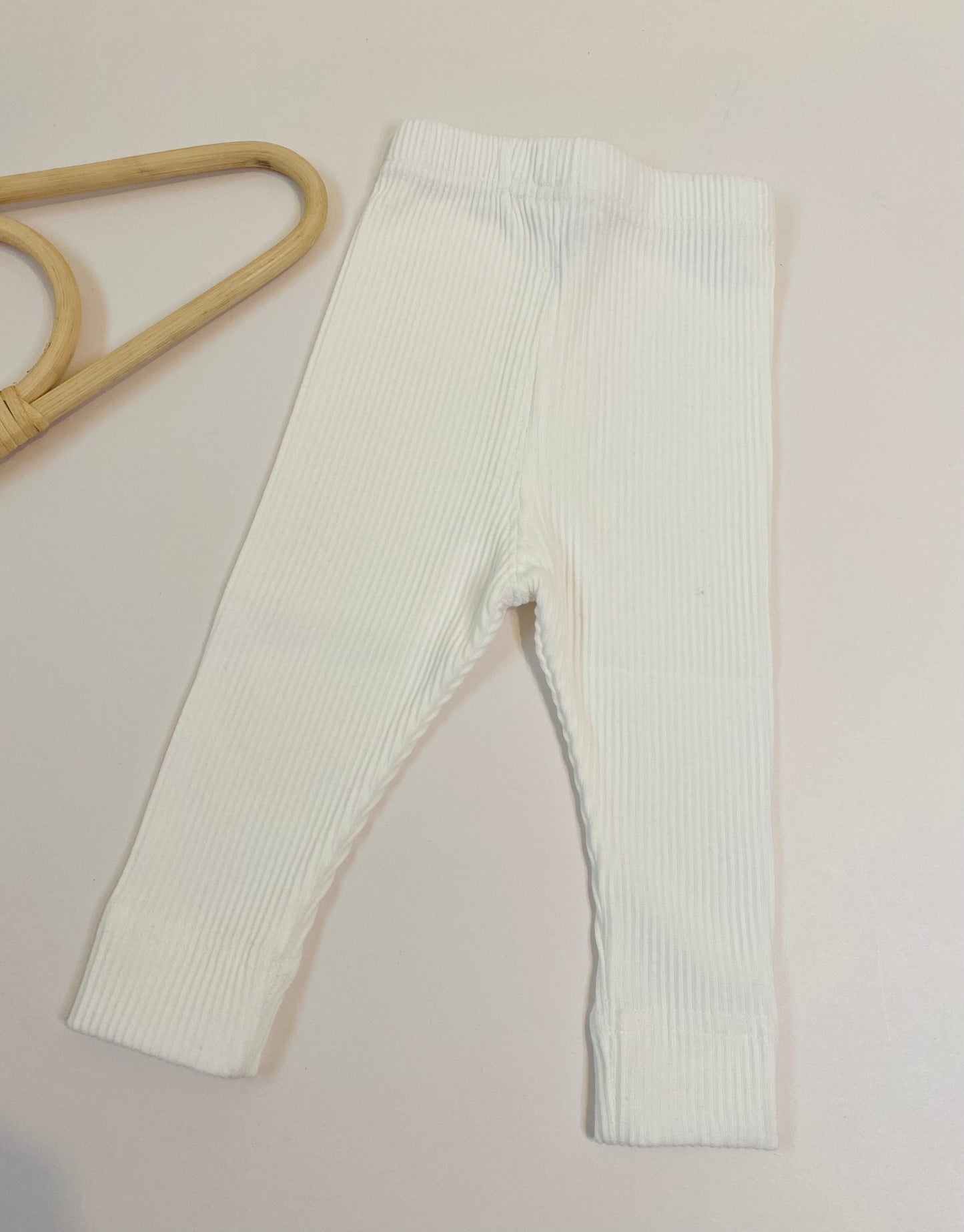 Baby/Toddler WHITE Cotton Ribbed Leggings for Boys and Girls