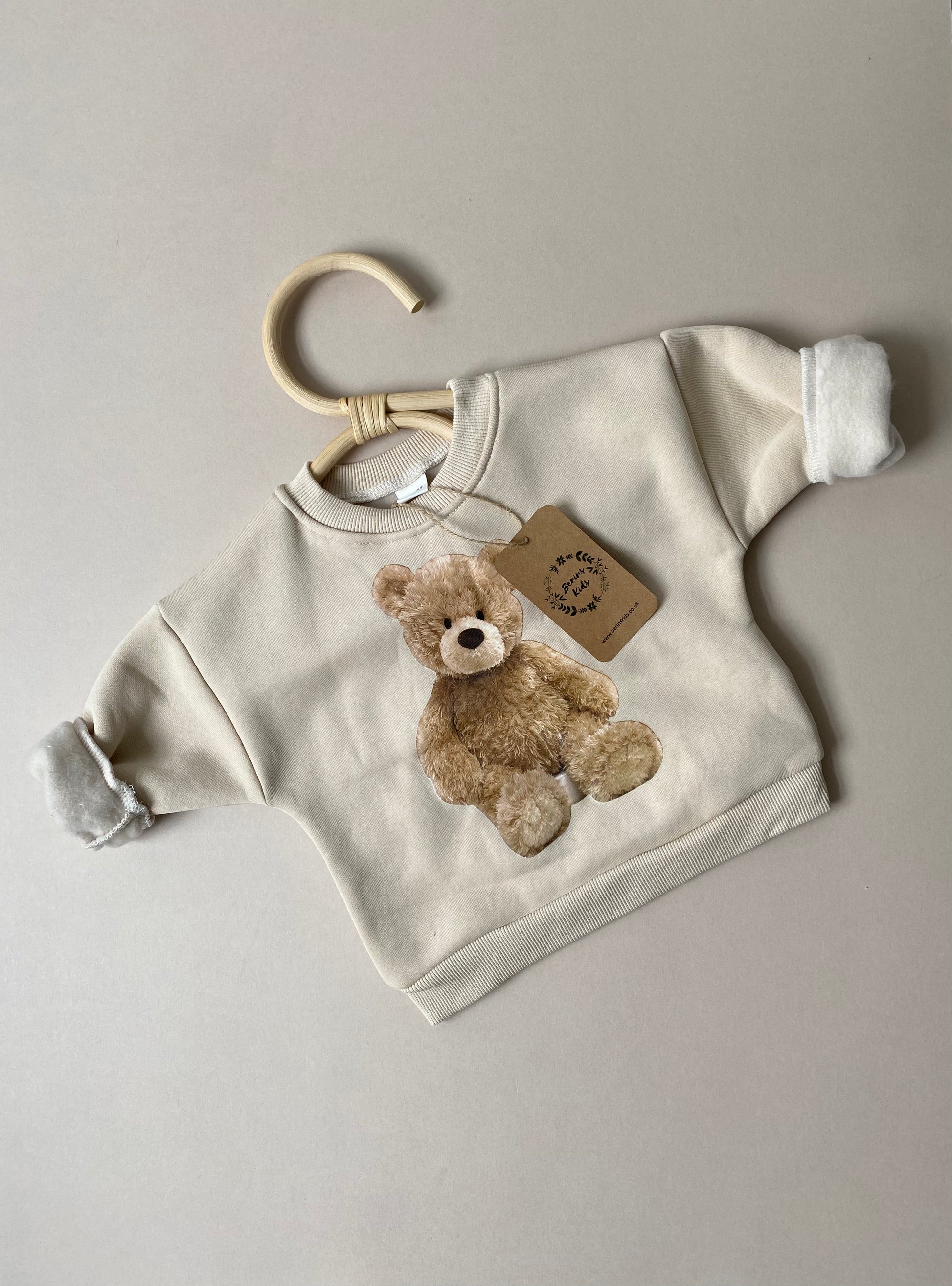 Baby Toddler BEIGE Teddy Bear Sweatshirt for Boys and Girls Berins Kids