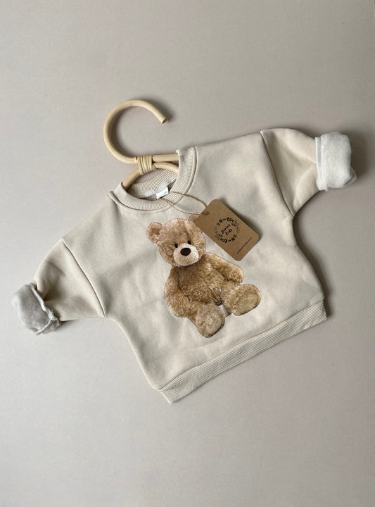 Baby/Toddler BEIGE Teddy Bear Sweatshirt for Boys and Girls