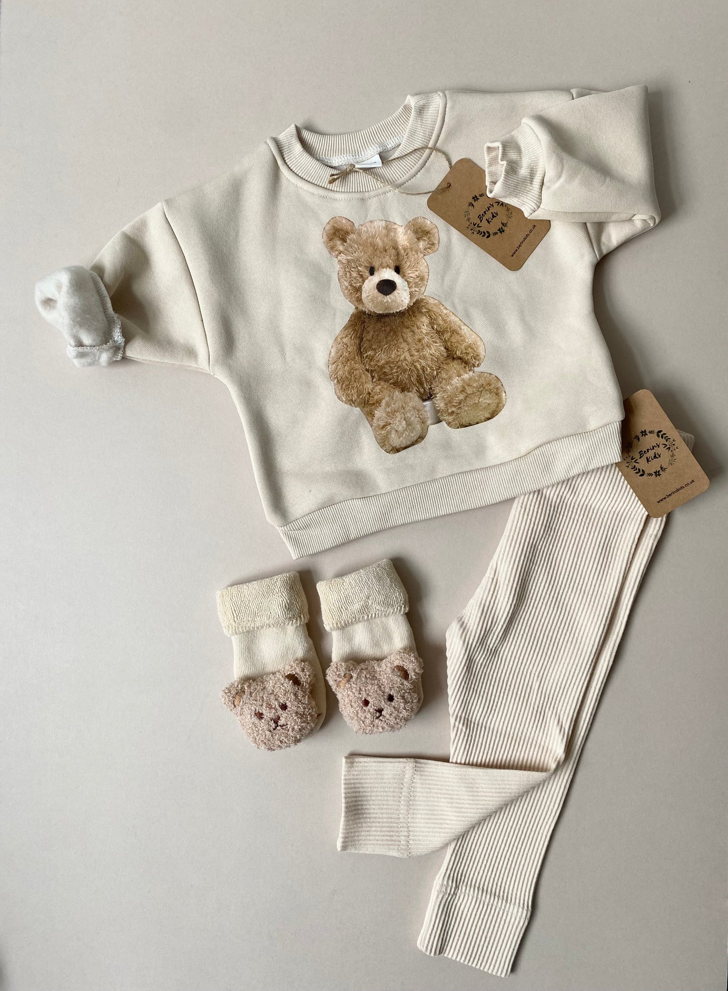 Baby/Toddler BEIGE Teddy Bear Sweatshirt for Boys and Girls